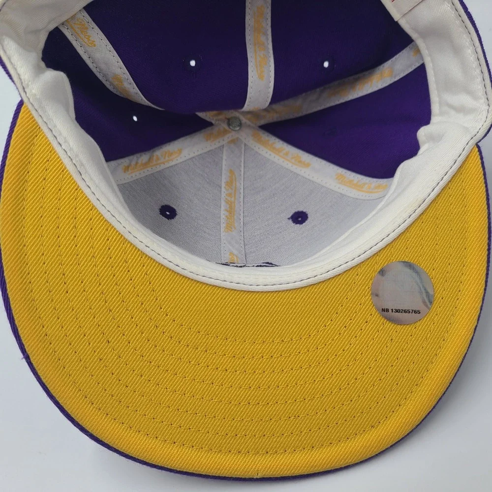 New Orleans Jazz Hat Fitted 7 Mitchell &‎ Ness Purple Yellow NBA Logo Wool Men
